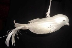 Silvestri Satin White Glass Bird Ornament Winter Wedding Decor Holiday Elegance