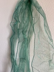 Set of 50 sheer chiffon chair sashes, emerald green, 7″ wide x 108″ long