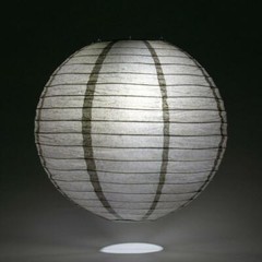 6″ Driftwood Grey Round Paper Lantern, Even Ribbing, Hanging Decoration