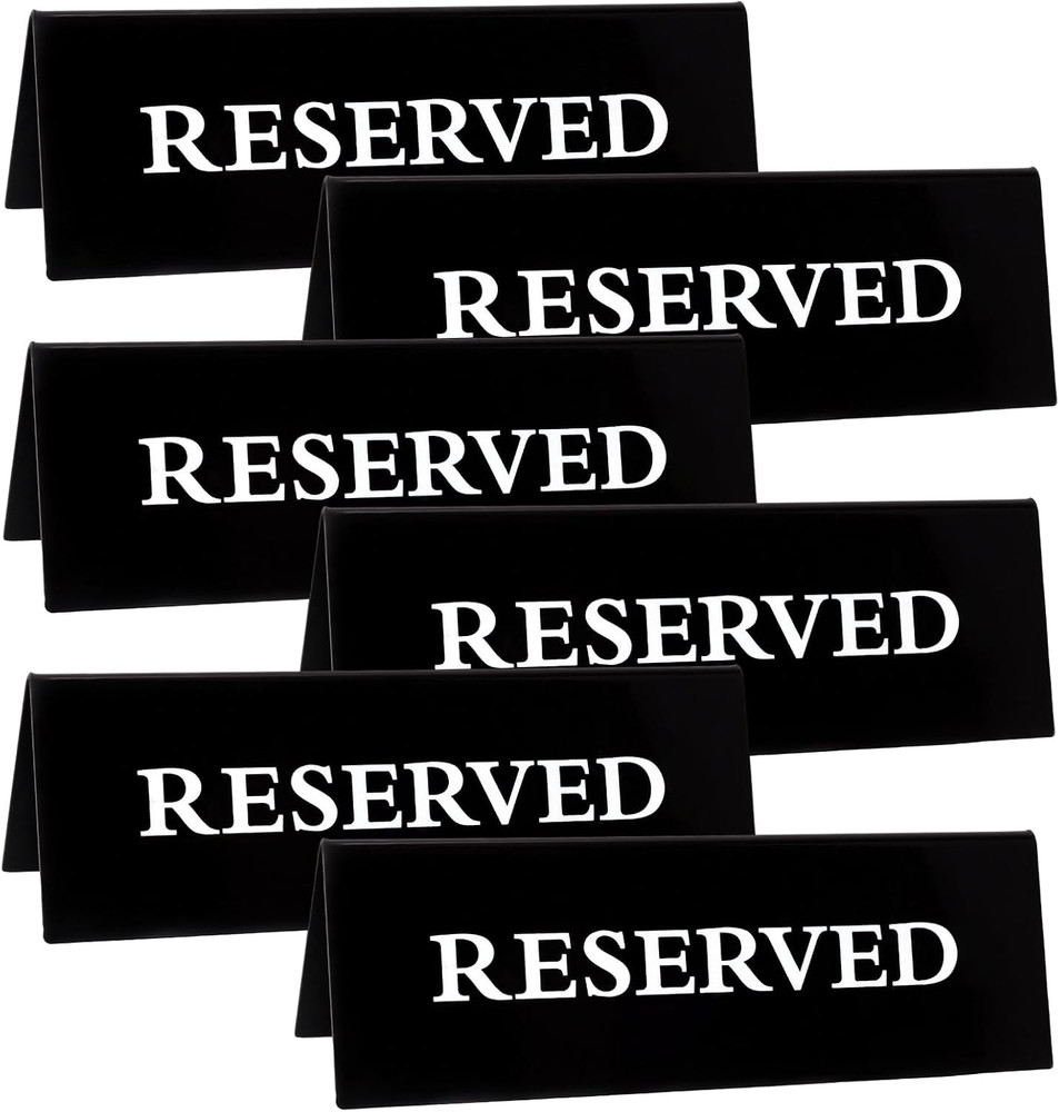 6 Pieces Plastic Reserved Table Sign for Wedding Acrylic Double Side Table Tent