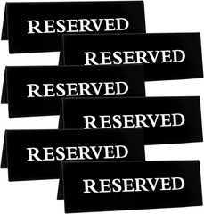 6 Pieces Plastic Reserved Table Sign for Wedding Acrylic Double Side Table Tent