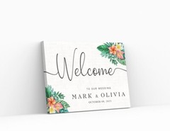 Custom Wedding Welcome Sign Tropical Flower Outdoor Indoor Sign For Gift