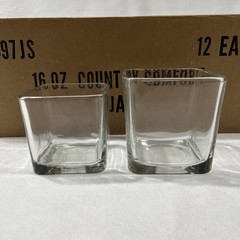 12 pcs Mixed (6) 3.5” & (6) 4” Square Clear Glass Wedding Centerpieces Vase NIB