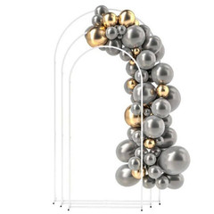 White 15.7 In. Set of 3 Metal Balloon Backdrop Arch Stand Set, Wedding Arch Fram