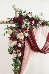 Ling’s moment Romantic Marsala Wedding Arch Decor Set: Drapes & Flowers