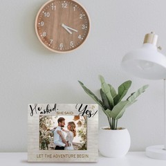 He Asked, She Said Yes Wedding Picture Frame 5×7 – Engagement Gifts for Coupl…