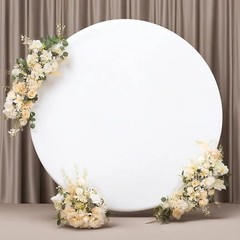 Round Backdrop Stand 6.5 FT Cover Free Fabric Photo Background for Wedding Party