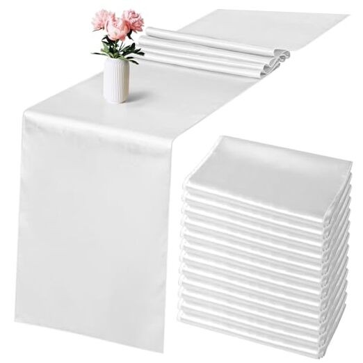 Pack Satin Table Runner x 108 Inch Long Wedding Satin Silk Table 12 White