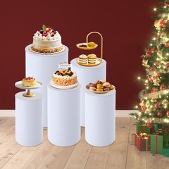 Cylinder Stands For Party-set Of 5 White Cylinder Pedestal Stand Decoration