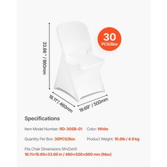 Uimoso30PCS White Stretch Spandex Chair Covers for Weddings, Parties, and Dining