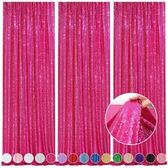 Sparkly Hot Pink Sequin Backdrop Curtain 6FTx8FT – 3 Pack