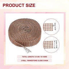 2 Roll 1″x20 Yard Crystal Rhinestones Mesh Ribbon Rose Gold (4mm)