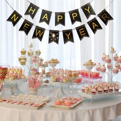MiniRed New Year Banner 2026, Happy New Year Bunting Banner with Shiny Gold L…