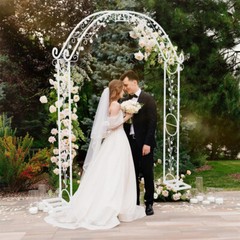 Large Rust-proof Wedding Arch Garden Arbor Curved Metal Garden Arch Trellis NEW