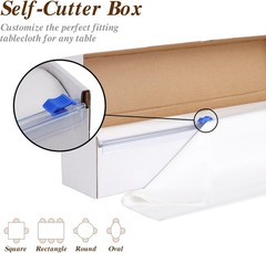 54 Inch X 300 Feet Plastic Table Cloths W/ Cutter Box White Disposable Table
