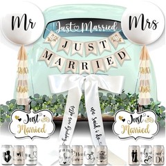 Weather-Resistant 33 Pc Just Married Car Decoration Set for Stylish Weddings