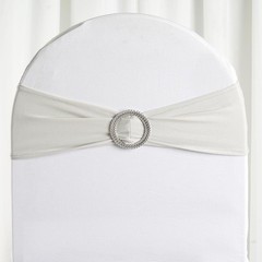 10 Silver Spandex CHAIR SASHES with Silver Round Buckles Wedding Light Gray