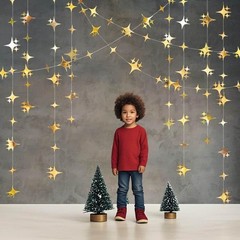Glitter Gold Four-Angle Star Paper Garland Banner Décor 40 Feet Gold Twinkl