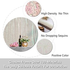 Iridescent White Sequin Backdrop Curtain 10FTx10FT Glitter Sequence Drapes fo…
