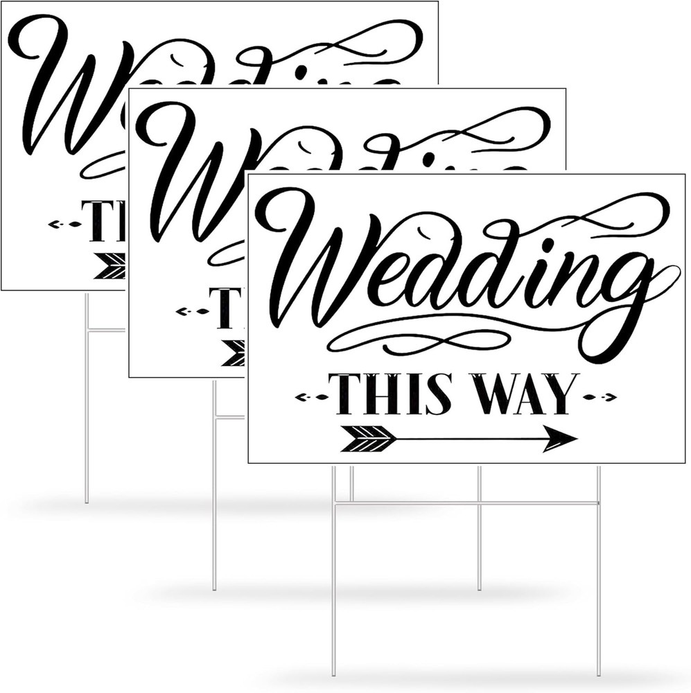 Wedding Direction Arrow Signs 3 Packs Wedding This Way Sign Double Sided Printed