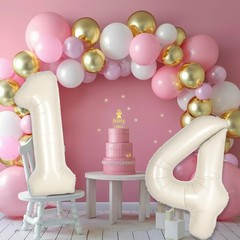 Cream White Number 10 Balloon for First Birthday Decorations,40 inch Huge Bei…