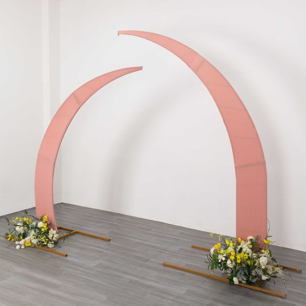 2 DUSTY ROSE Fitted Spandex Half Crescent Moon Arch BACKDROP STAND Events