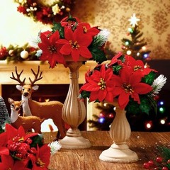 4 Pack Christmas Table Centerpieces Artificial Poinsettia Flower Ball Red