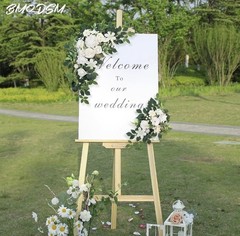 BMQDSM Wedding Arch Flowers Artificial Floral Swag Set White Green 2PCS