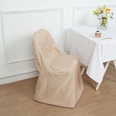 50 Nude Polyester FOLDING Flat CHAIR COVERS Wedding Party Banquet Decorations