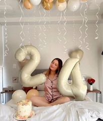 40 Inch Cream White Large Number 4 Birthday Balloon, Giant Number Four 14 24 34