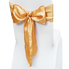 VEVOR 50PCS Gold Stretch Spandex Chair Sashes Elastic Bows Wedding Party Dining
