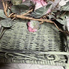 Wedding Lantern Patina Metal Cage Candle Holder w/Roses Shabby Chic Cottage