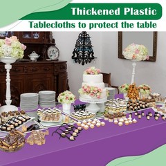 Purple 14 Pack 54 x 108 Inch Plastic Tablecloths, Disposable Rectangle Tablec…