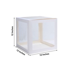 WHITE 12″ Transparent Balloon Boxes with Trim Centerpiece Decorations