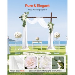 Uimoso Artificial Wedding Arch Flowers Kit White With 2 Pcs Flowers 1 Pcs Drapes
