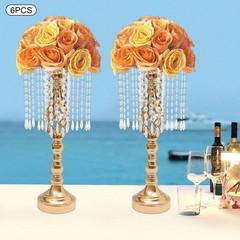 6/10 Pcs 19.3 Inch Crystal Flower Stand Iron Centerpiece For Wedding Reception