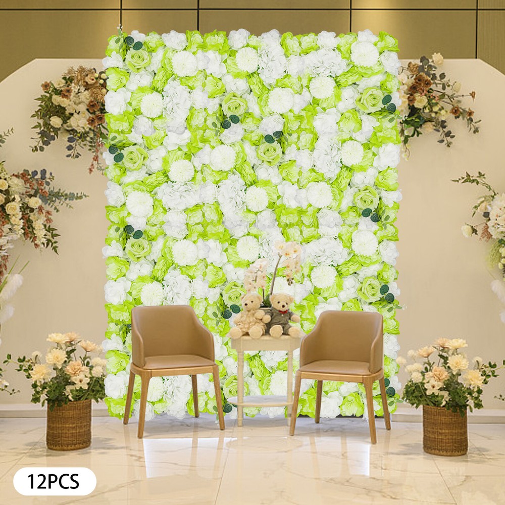 Artificial Flower Wall Panels – 12-Piece Silk Floral Decor 15×15 in