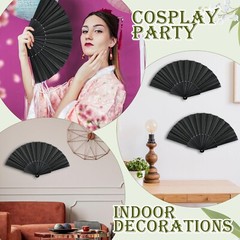 Wenqik 80 Pcs Wedding Folding Hand Fans Bulk Silk Fabric Chinese Handheld Fol…