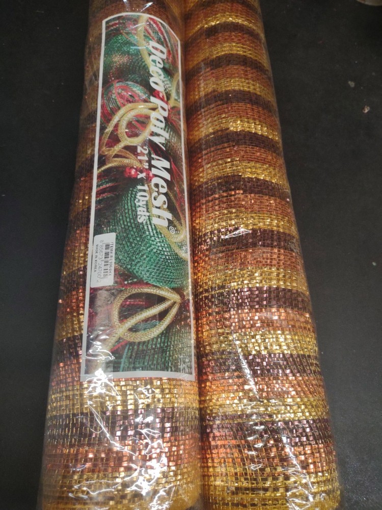 2 Rolls Deco Mesh, 21″ Craig Bachman Quality, 30′ Chocolate Brown Copper Gold