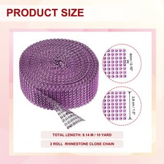 2 Roll 1.5″x20 Yard Crystal Rhinestones Mesh Ribbon Pink (4mm)