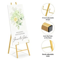 2 Pack Gold Welcome Sign Stand, Display Stand Adjustable Easel Stand for Wedding