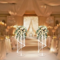 2Pcs Acrylic Column Flower Stand Clear Tall Vases for Centerpieces 23.6in