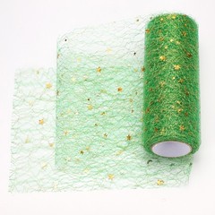 Moon & Star Tulle Rolls Fabric, 6″ x 10 Yard Nylon Tulle Ribbon, Green