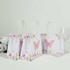 12 Pink White Glitter Butterfly Paper Gift Bags with Handles Wedding Party