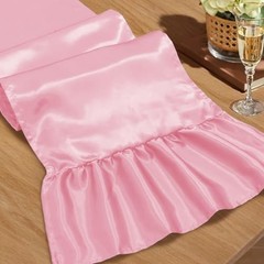 2 Pack Satin Table Runner 12 x 72 Inch Ruffle Table Runner,Satin 12″x72″ Pink