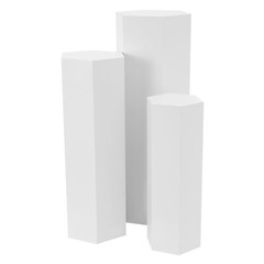 Set of 3 Hexagonal Display Pedestal Wedding Party Cake Flower Stand Pillar White