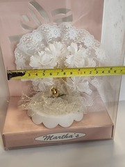 50 th Wedding Anniversary Birthday Cake Topper White Gold Lace & Flowers (RV)