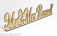 Personalised Mr & Mrs + Custom Name MDF Wooden Standing Plaques Signs Wedding