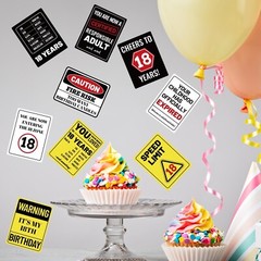 9pcs 18th Birthday Party Decorations, 9 Styles Funny Wall Signs Thick Paper F…