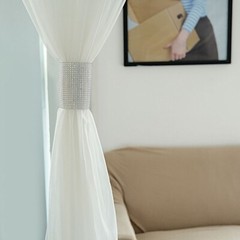 4 SILVER Rhinestone Mesh CURTAIN Tie Backs Drapery Holdbacks Party